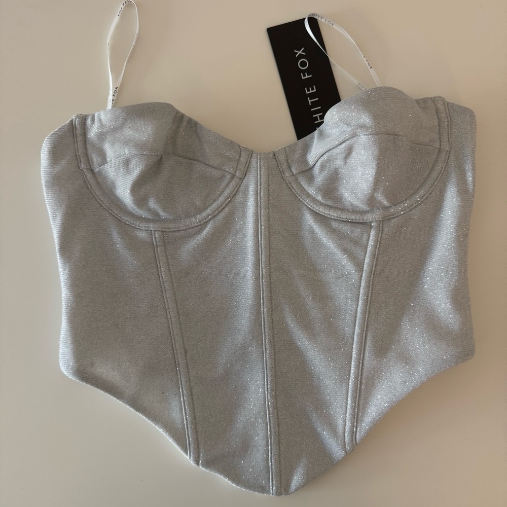 Gorgeous WHITE FOX silver corset